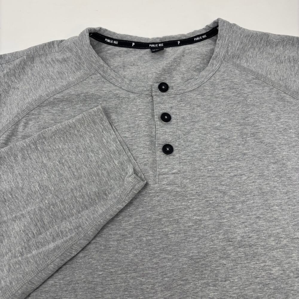 Public Rec Mens 2XL Solid Gray Long Sleeve Cotton Blend Henley Shirt